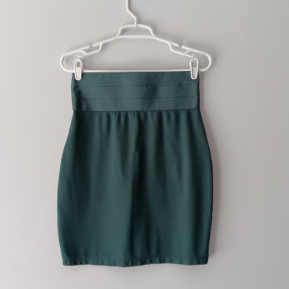 Max Studio Bodycon Pencil Skirt Stretchy Wide Waistband Forest Green Medium - Picture 3 of 10